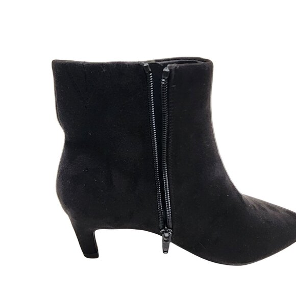 Universal Thread Black Suede Pointed Toe Ankle Boots With Kitten Heel Size 8 - Picture 4 of 10